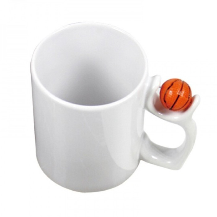 Cană albă sublimabilă cu mâneca Basketball - Personalizat - imagine 2