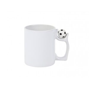 Cană albă sublimabilă cu mâneca Fotbal - Fără personalizare