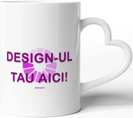 Cană albă sublimabilă cu mâneca inimioară - Fără personalizare - imagine 2