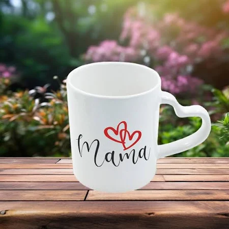 Cană albă sublimabilă cu mâneca inimioară - Fără personalizare - imagine 3