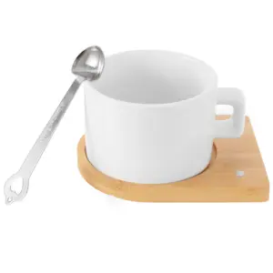 Set ceasca sublimabila cu suport de lemn si lingurita - Fără personalizare